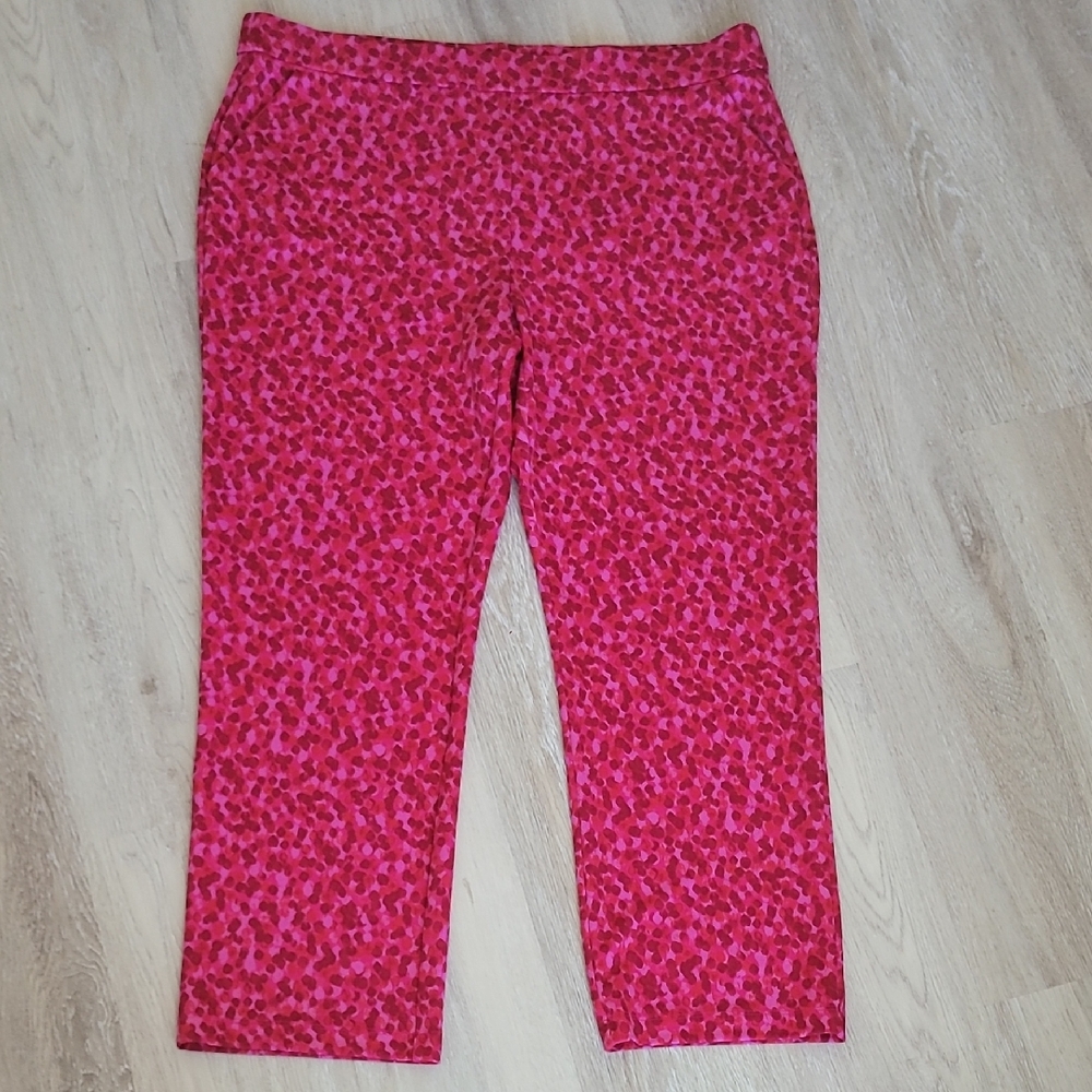 Isaac Mizrahi Fuchsia Pink Patterned Straight-Leg Pants 1❤️
